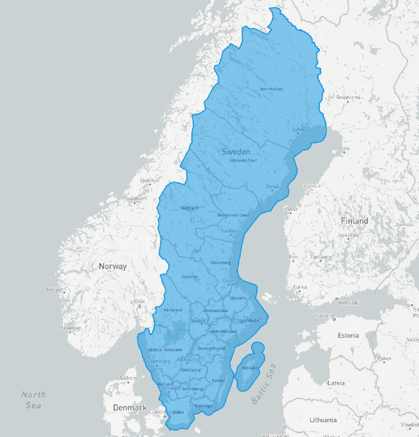 Karta över Sverige med länsnamn